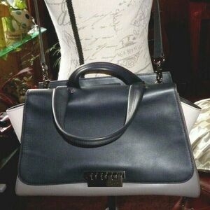 Zac Posen Navy and White Satchel